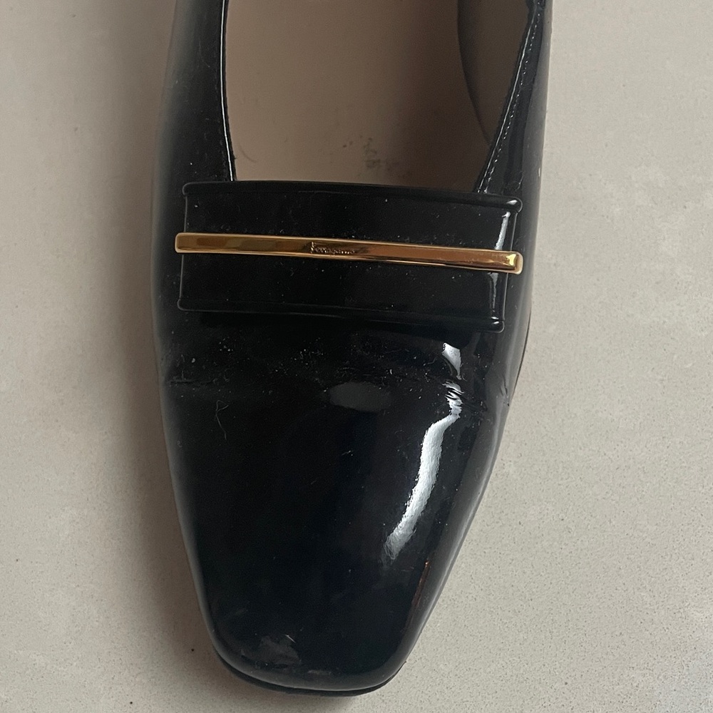 Salvatore Ferragamo Narrow  Black Patent Leather Heels - Picture 4 of 4